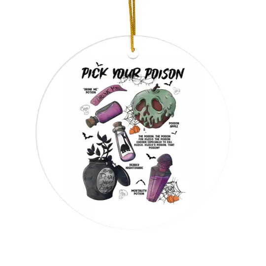 BVintage Retro Pick Your Poison Disney Halloween  Ceramic Ornaments, Disney Villains