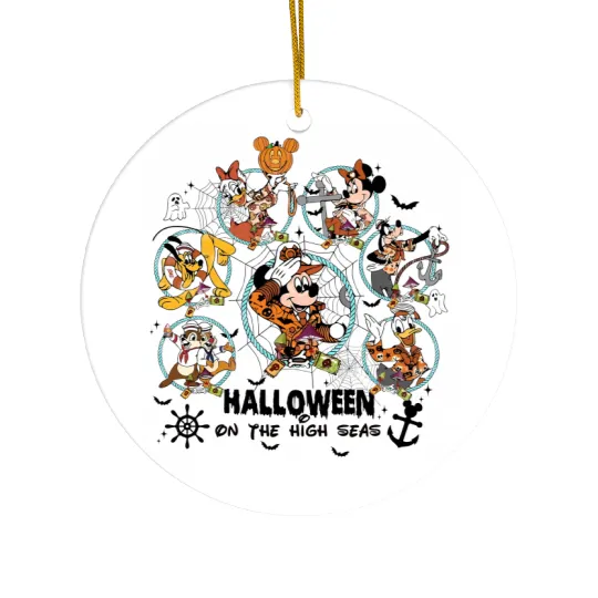 Disney Halloween Family Cruise Ceramic Ornaments, Disneyland Halloween Cruise Trip Ceramic Ornaments