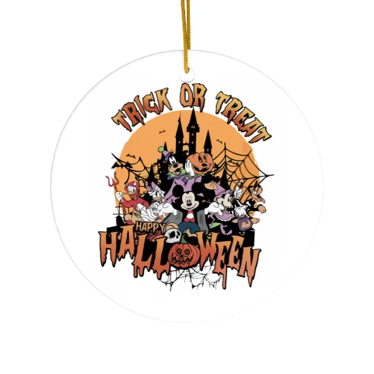 Retro Trick or Treat Disney Halloween Ceramic Ornaments, Vintage Disney and Bella Ceramic Ornaments