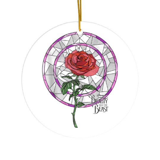 Disneyss Beauty And The Beast Stained Glass Rose Ceramic Ornaments