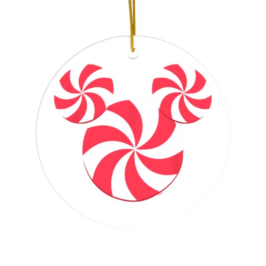Disney Mickey Mouse Icon Christmas Peppermint Candy Holiday Ceramic Ornaments