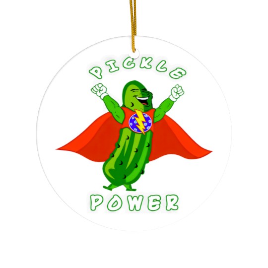 Pickleball Pickle Power Superhero Ceramic Ornaments