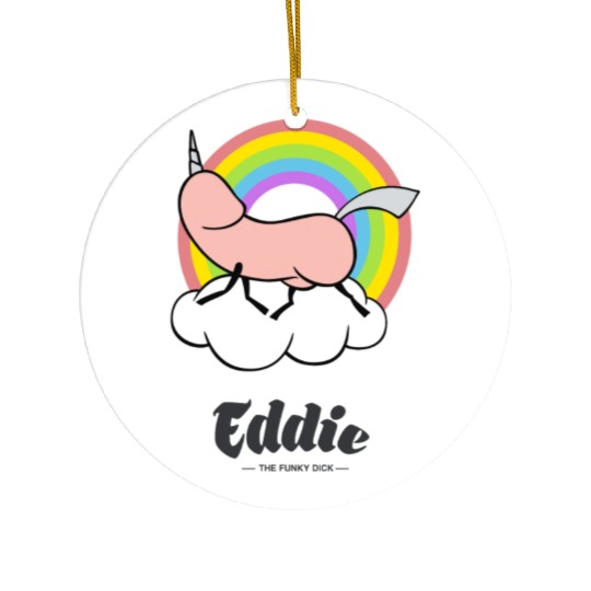 Eddie Funky Unicorn Dick Ceramic Ornaments