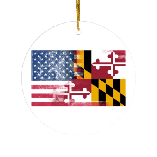 Maryland American Flag Fusion Ceramic Ornaments