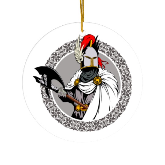 ancient warrior Sparta ax helmet raincoat pattern Ceramic Ornaments