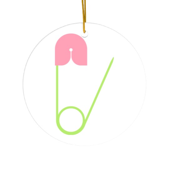 Safety pin open Ceramic Ornaments