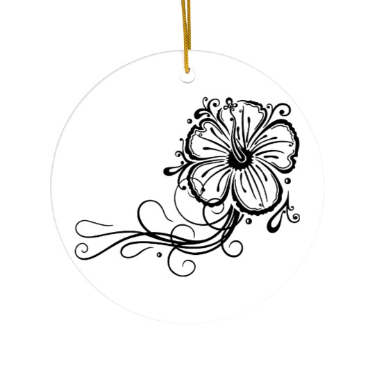 Hibiscus flower with ornament Ceramic Ornaments