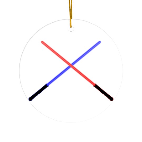 Blue and Red Laser Swords Clashing Ceramic Ornaments