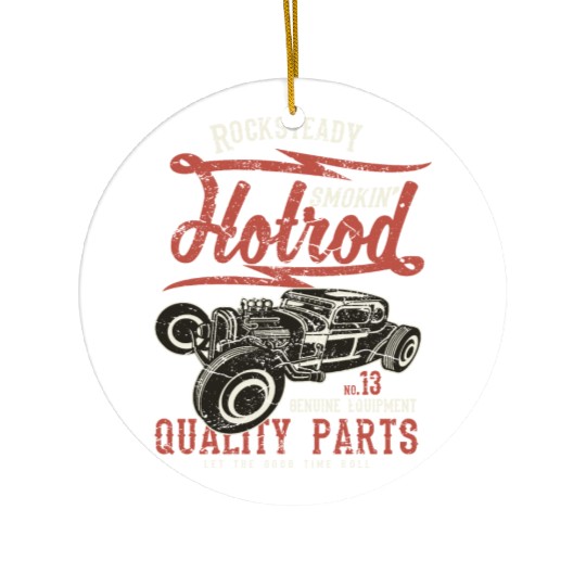 Smokin Hotrod Ceramic Ornaments
