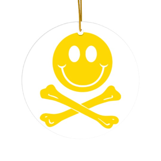 Smiley Pirate Skull and Crossbones Ceramic Ornaments