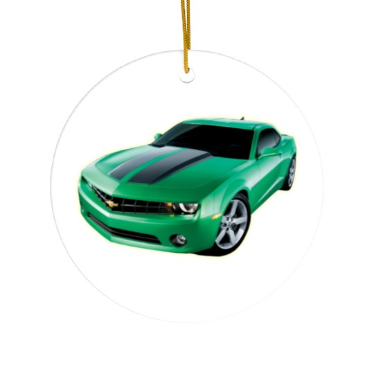 GREEN CHEVY CAMARO Ceramic Ornaments