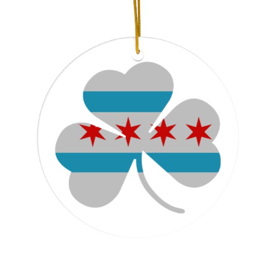 Irish Chicago Flag Shamrock Ceramic Ornaments