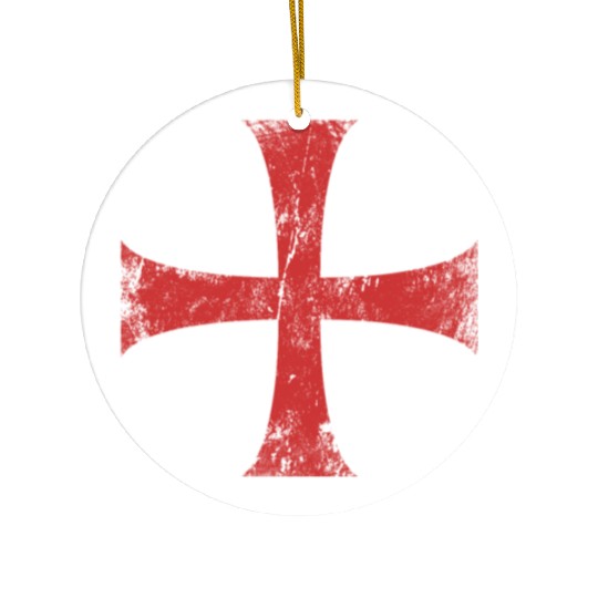 Distressed Crusader Knights Templar Cross Ceramic Ornaments