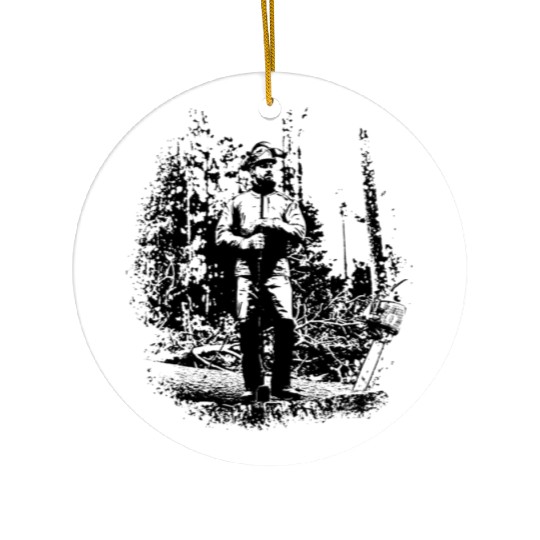 Forestry worker in timber harvest Ceramic Ornaments
