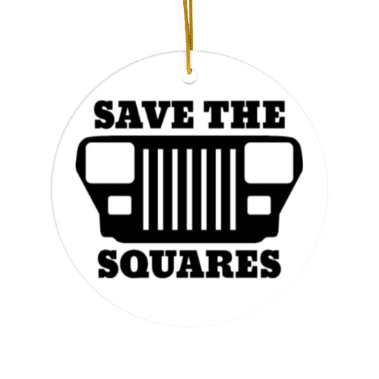 Save the Squares Jeep Ceramic Ornaments