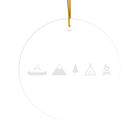 Camping canoe, campfire with mountain Ceramic Ornaments