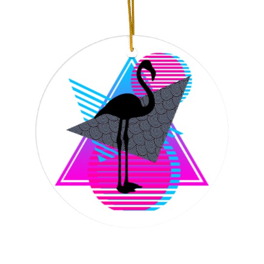 vaporwave aesthetics FLAMINGO 80s retro triangle Ceramic Ornaments
