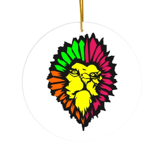 neon lion Ceramic Ornaments