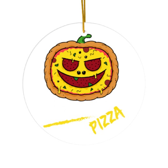 Trick or Treat Pizza Face - Halloween Pizza Party Ceramic Ornaments