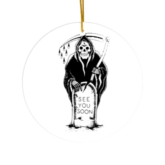 Grim Reaper See You Soon tattoo Ceramic Ornaments