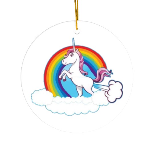 Rainbow Unicorn Love Ceramic Ornaments