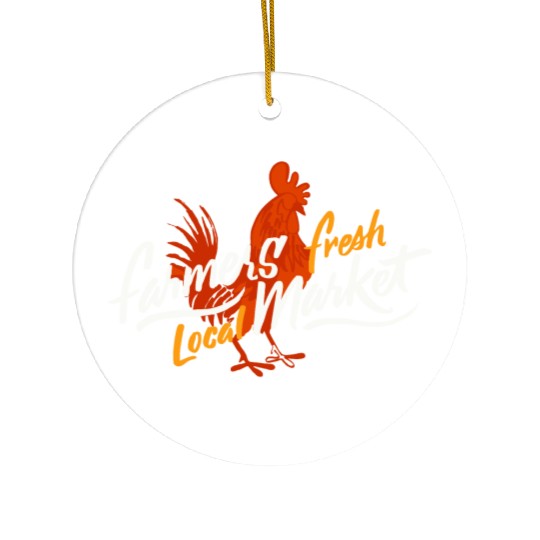 Rooster Farmers Market Ceramic Ornaments