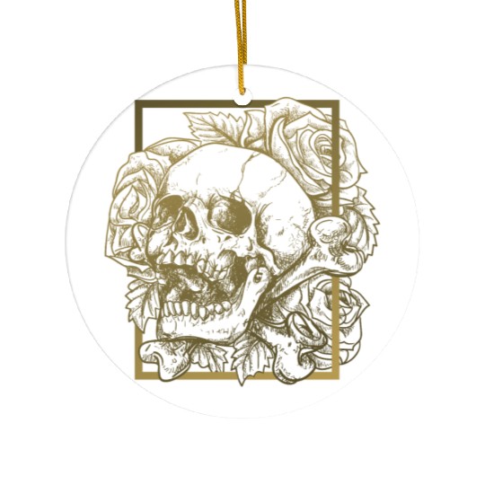skull and roses Ceramic Ornaments