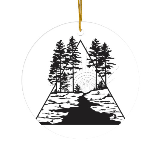 hipster forest river geometric Ceramic Ornaments