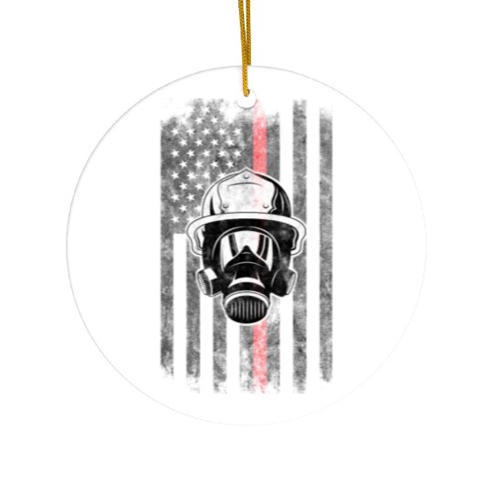 Firefighter mask American Flag Thin Red Line Ceramic Ornaments