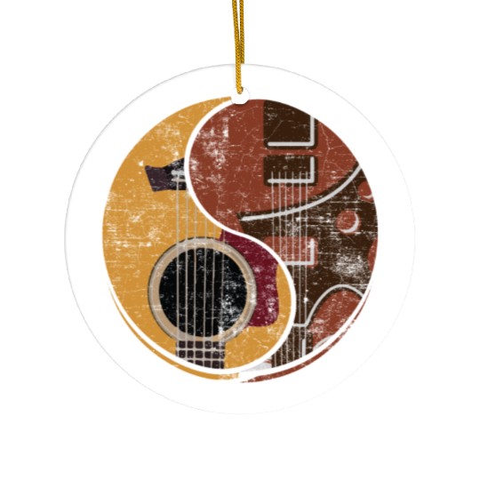 Guitar Ying Yang Music Guitar Player Gift Ceramic Ornaments