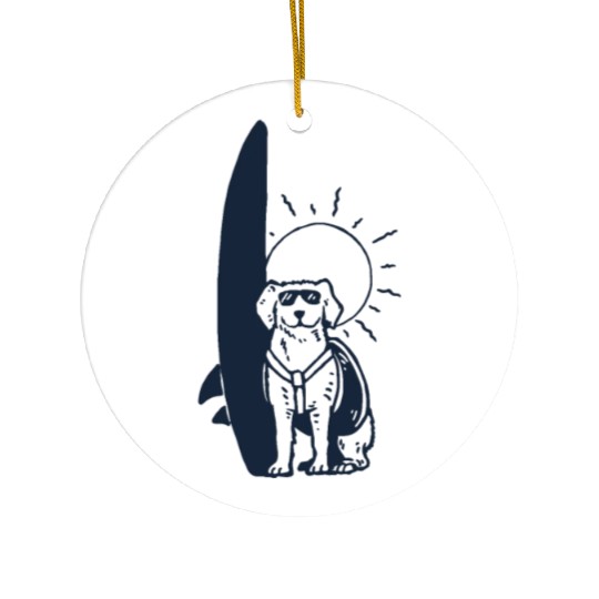Surfing Dog Ceramic Ornaments