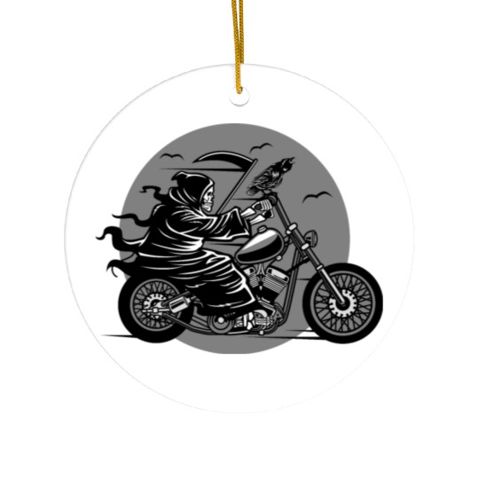 Death Motorcycle Death Grim Reaper Crow Gift Idea Ceramic Ornaments