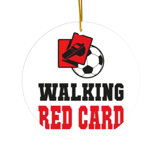 Walking red card referee soccer design Ceramic Ornaments