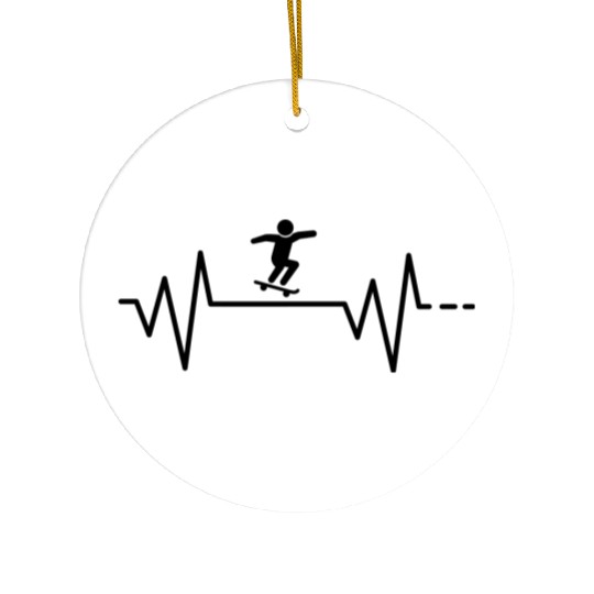 Heartbeat - Skateboard, Skater, board, trick flip Ceramic Ornaments