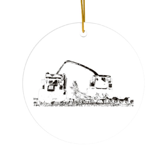 Corn chopper chopping corn maize farmer Ceramic Ornaments