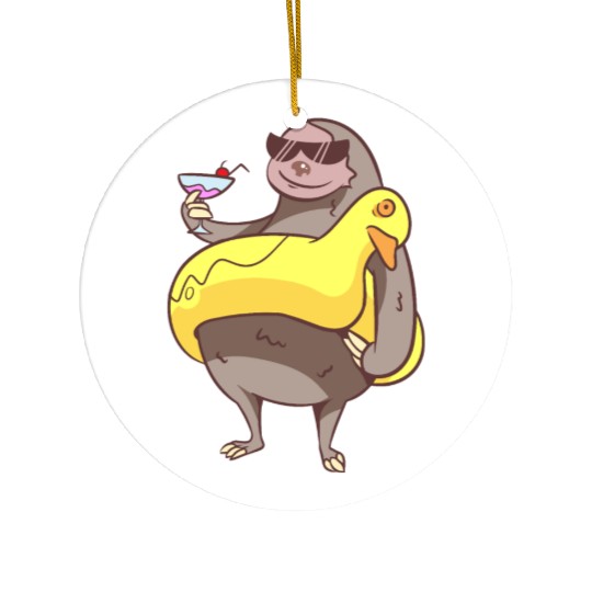 Summer Sloth Ceramic Ornaments