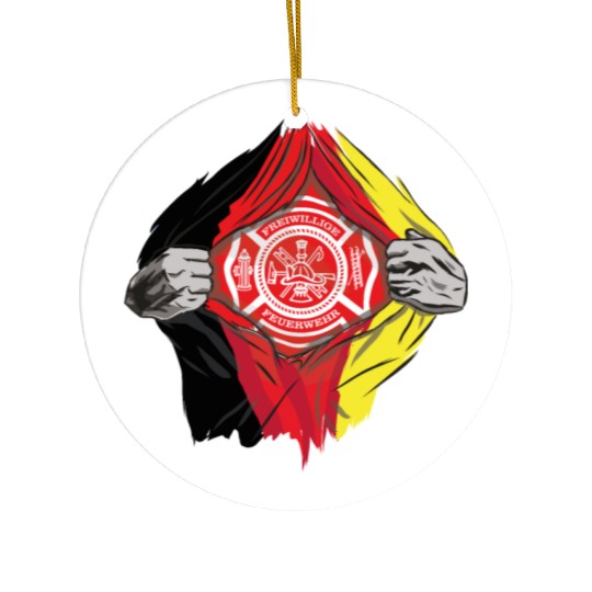 German Volunteer Fire Brigade Firefighter Ceramic Ornaments