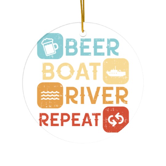 Beer Boat River Repeat Ceramic Ornaments