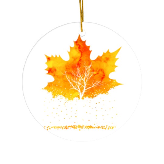 Maple Leaf Autumn Orange Fall Leaves Ceramic Ornaments