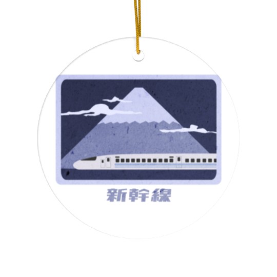 Japanese Bullet Train Passing Mt. Fuji Ceramic Ornaments