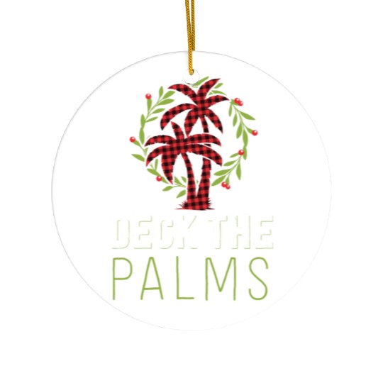 Deck The Palms Tropical Hawaiian Buffalo Plaid Ceramic Ornaments
