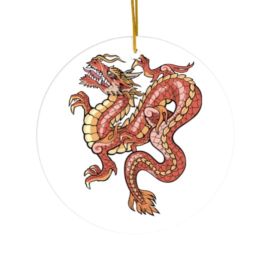 big red chinese dragon Ceramic Ornaments