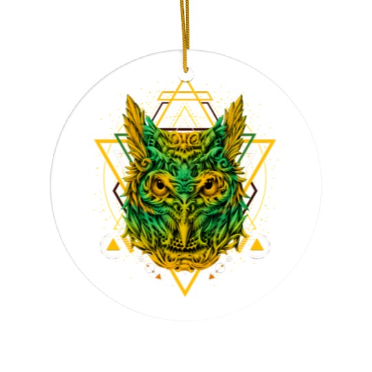 Tribal Owl Ceramic Ornaments Sacred Geometry Astrology