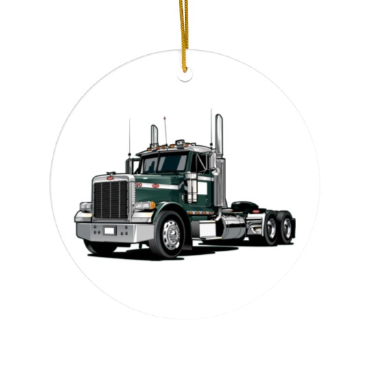 Green Semi Truck Ceramic Ornaments