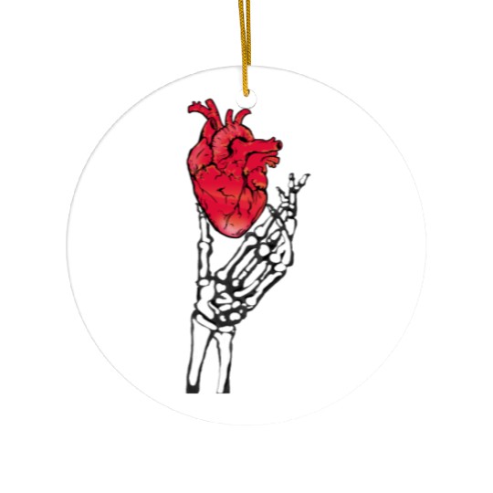 Skeleton hand and red heart Ceramic Ornaments