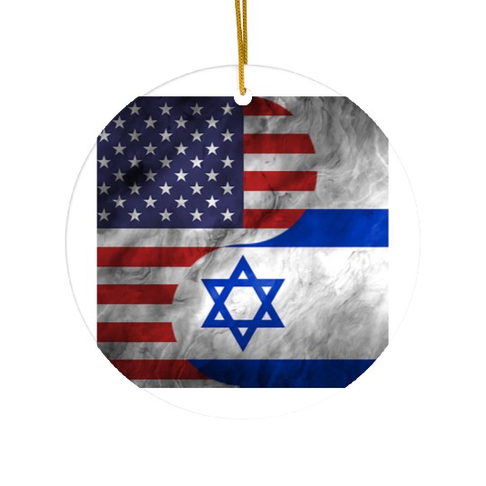 USA Israel Dual Yin Yang Flag Ceramic Ornaments