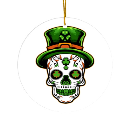 Sugar Skull St Patricks Day Ceramic Ornaments