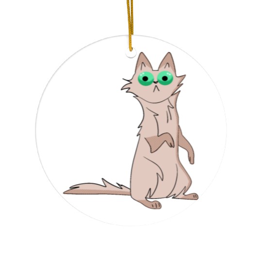 Funny hilarious shocked surprised grey cat cartoon Ceramic Ornaments