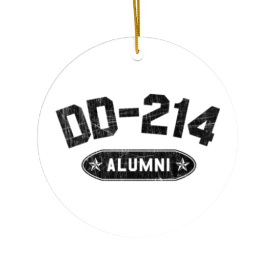 DD-214 Alumni In Black US Military Distressed Ceramic Ornaments