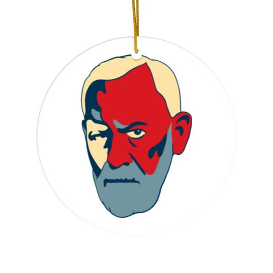 Sigmund Freud Portrait - Red and Blue Ceramic Ornaments